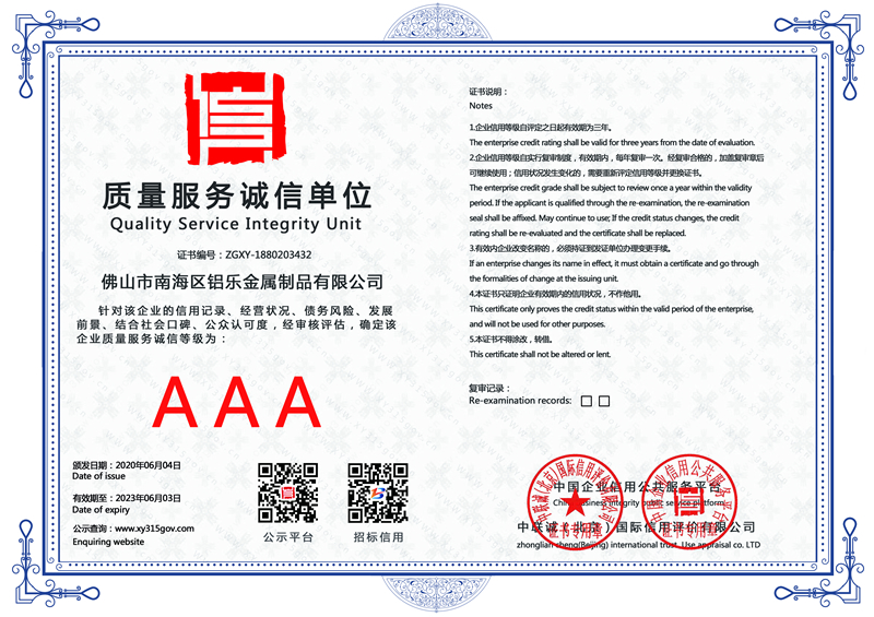 乌鲁木齐质量服务诚信单位